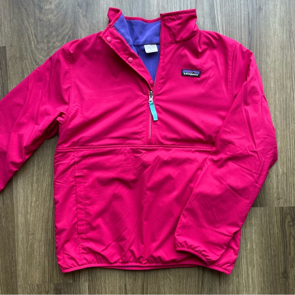 Patagonia 1/4 Zip Pullover Jacket, Pink & Purple Fleece Lined Sweatshirt
